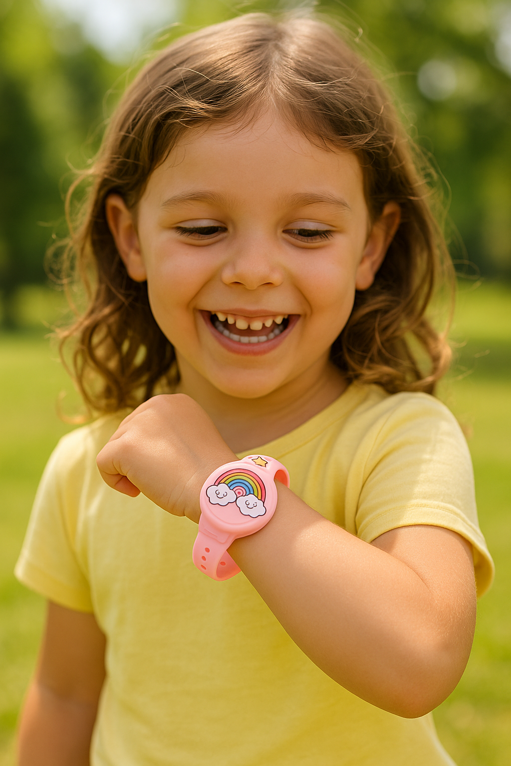 GPS Tracking Bracelet for Child - Rainbow Design in real life